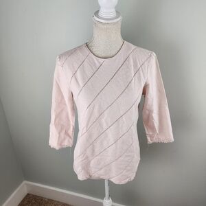 Seeu Women’s Linen Blend 3/4 Length Sleeve Keyhole Button Closure Top Size Small